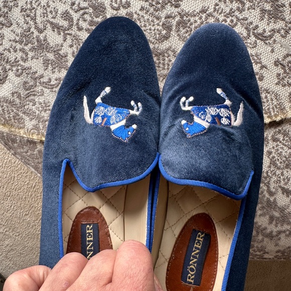 RONNER loafers. Blue velvet. Size 40.  Worn only a few times. - Picture 5 of 7